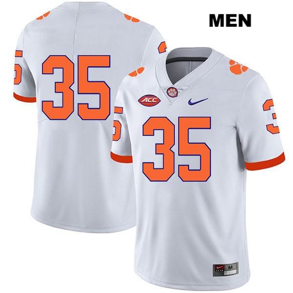 Men's Clemson Tigers #35 Justin Foster Stitched White Legend Authentic Nike No Name NCAA College Football Jersey SGL1746DK